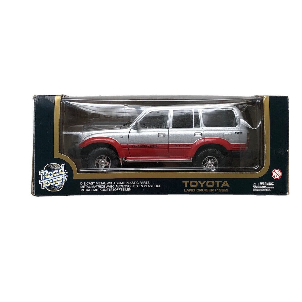 Road Tough 92 Toyota Land Cruiser 1:18 Die-cast Metal. Silver 4x4 VG Condition